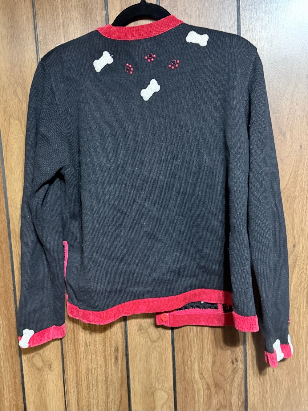 berek Black & Red Dog Motif Cardigan Sweater - Picture 9 of 10